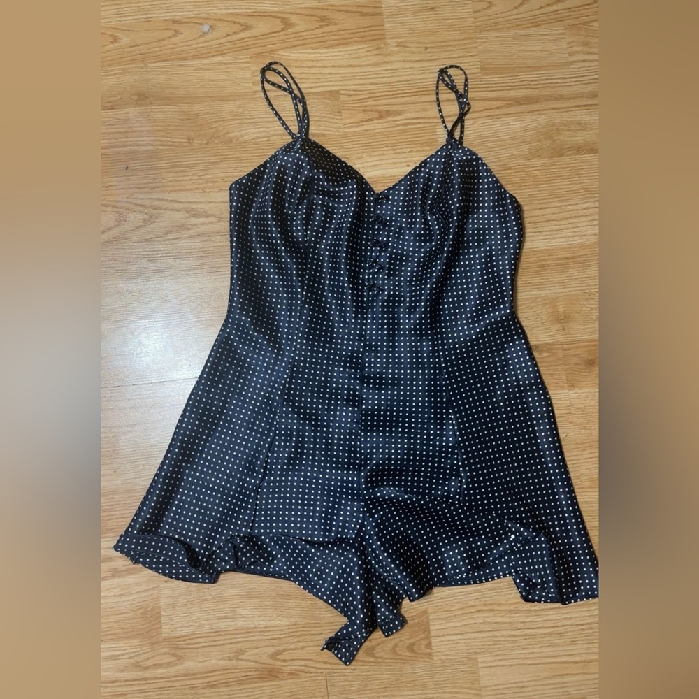 Vintage Blue Polka Dot Satin Camisol